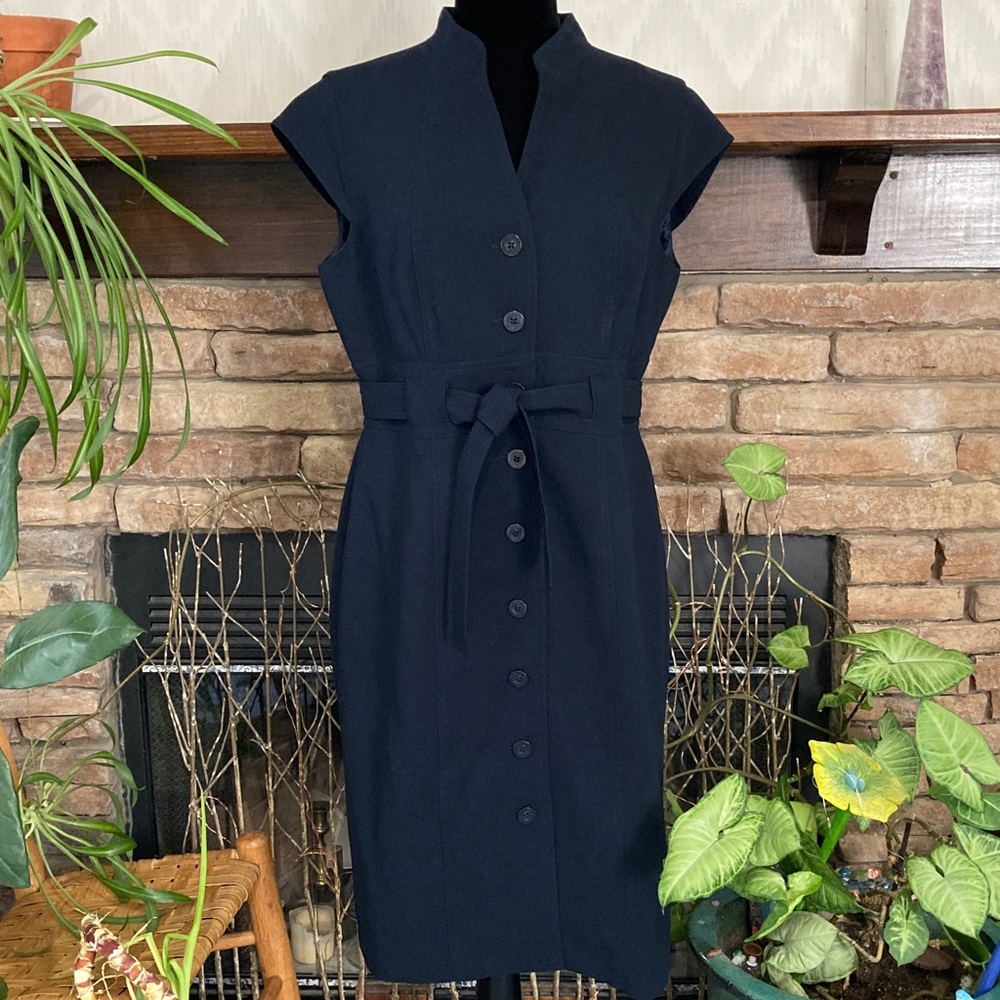 Elegant Navy Button-Down Dress